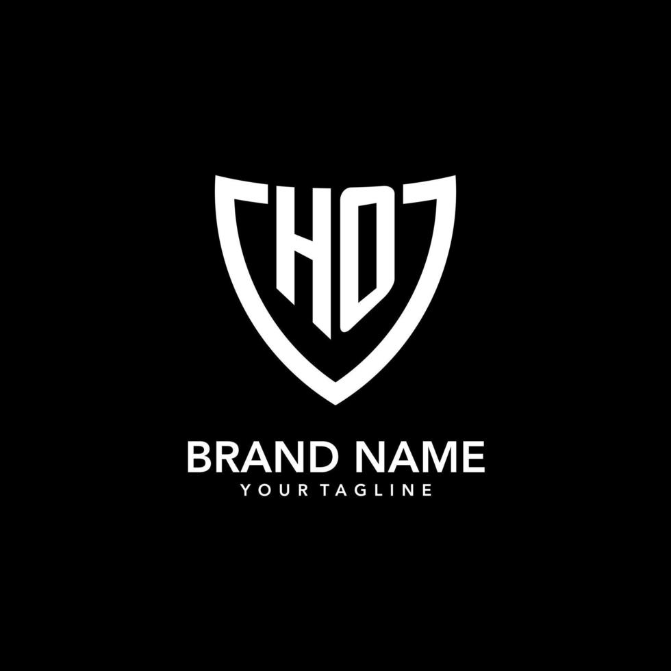 HO monogram initial logo with clean modern shield icon design vector