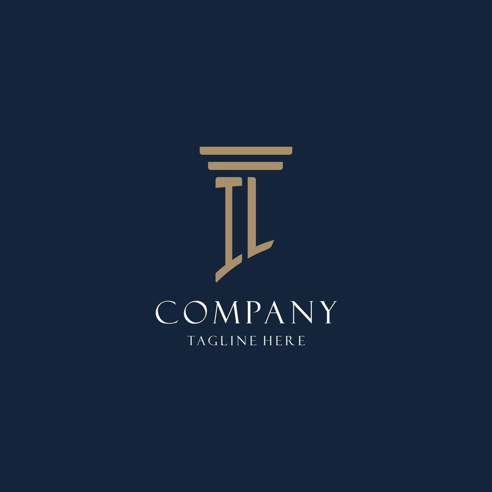 IL initial monogram logo for law office, lawyer, advocate with pillar style vector