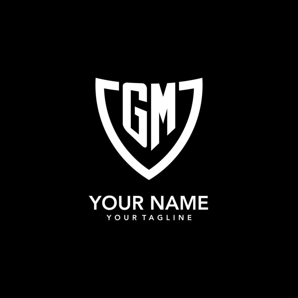 GM monogram initial logo with clean modern shield icon design vector