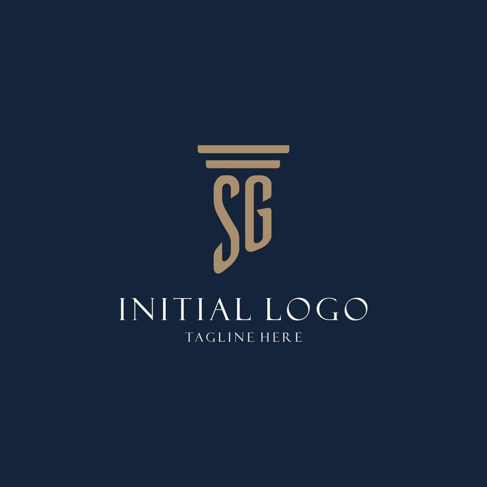 SG initial monogram logo for law office, lawyer, advocate with pillar style vector
