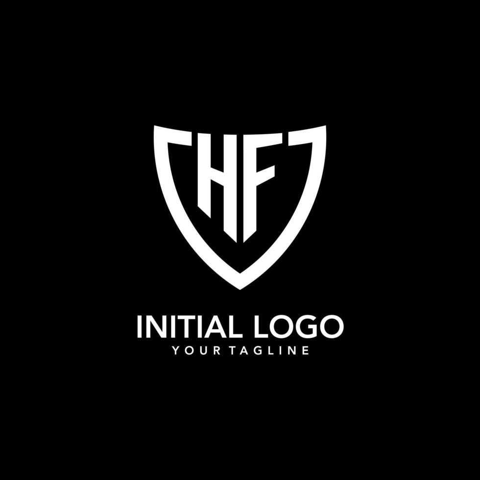 HF monogram initial logo with clean modern shield icon design vector