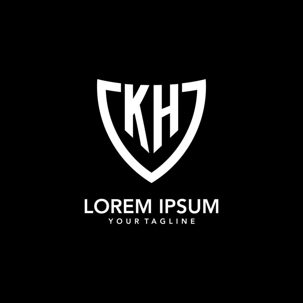 KH monogram initial logo with clean modern shield icon design vector
