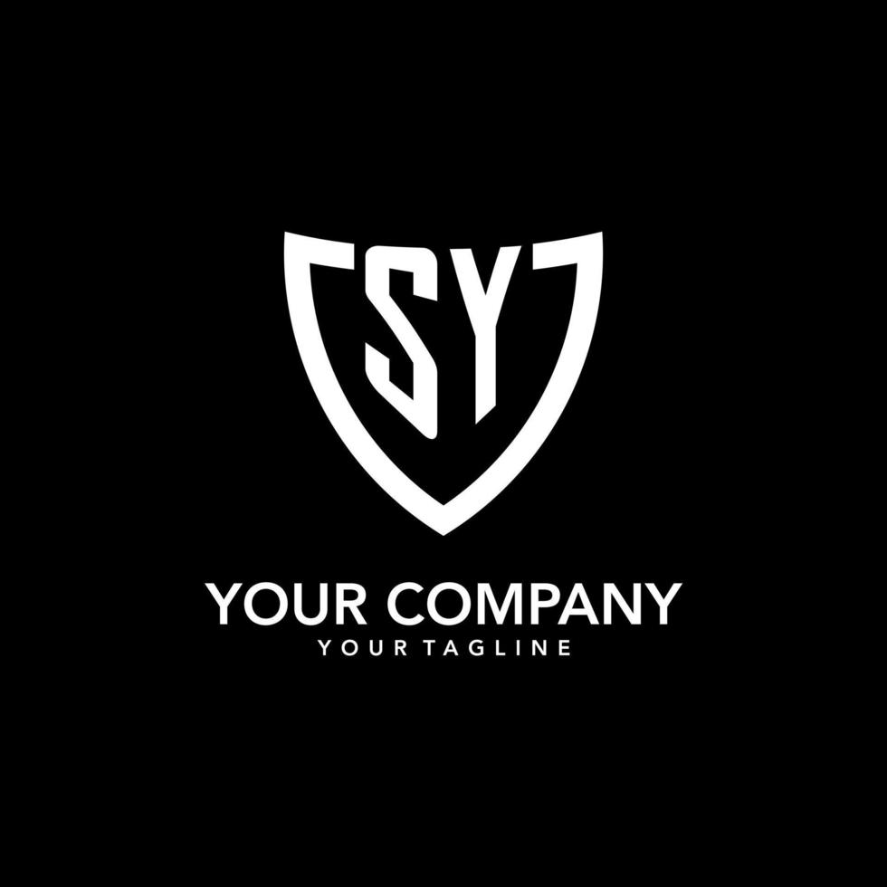 SY monogram initial logo with clean modern shield icon design vector
