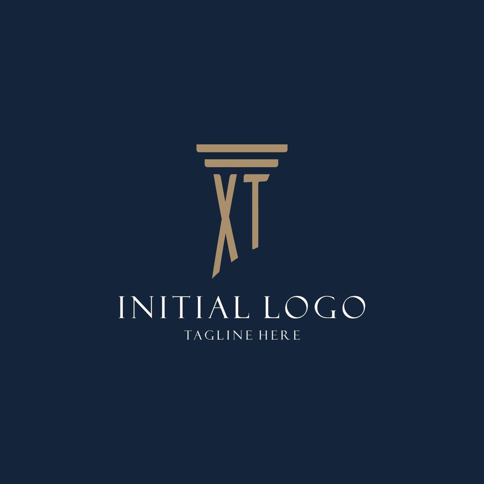 XT initial monogram logo for law office, lawyer, advocate with pillar style vector