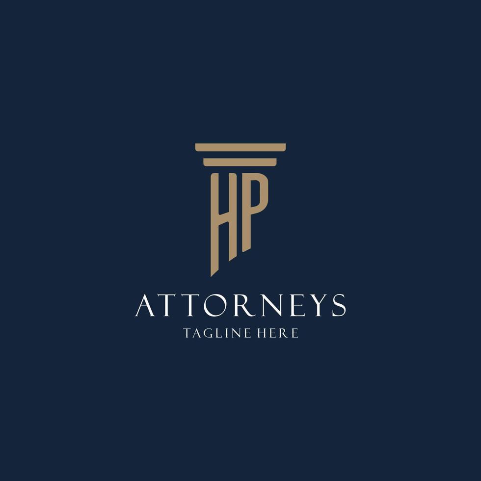 HP initial monogram logo for law office, lawyer, advocate with pillar