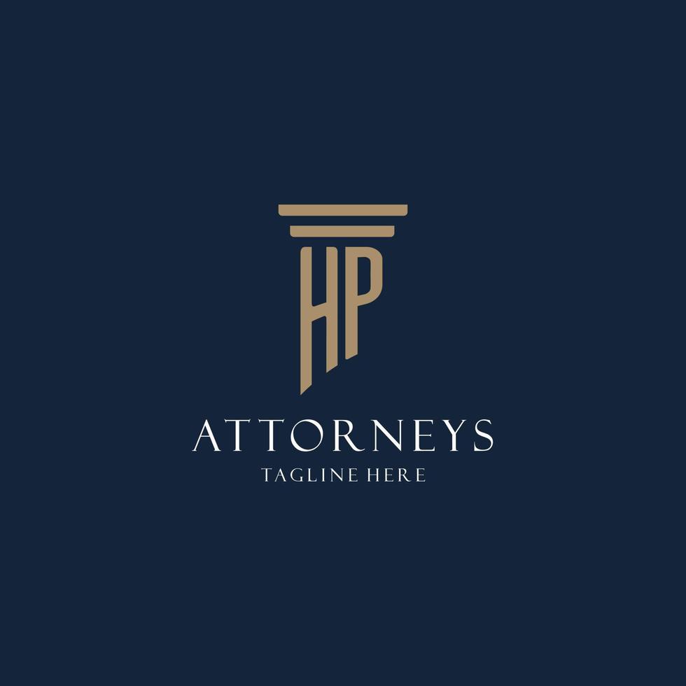 HP initial monogram logo for law office, lawyer, advocate with pillar style vector