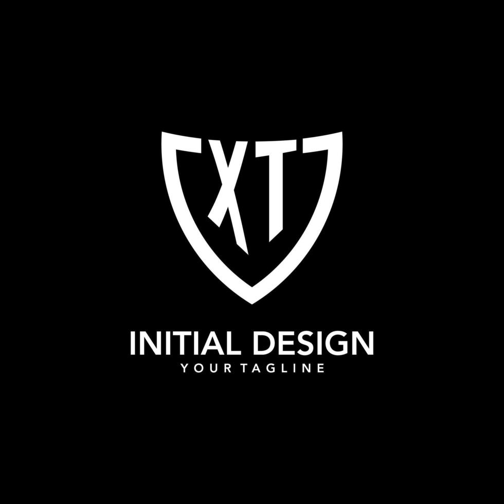 XT monogram initial logo with clean modern shield icon design vector