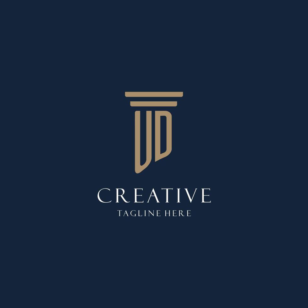UD initial monogram logo for law office, lawyer, advocate with pillar style vector