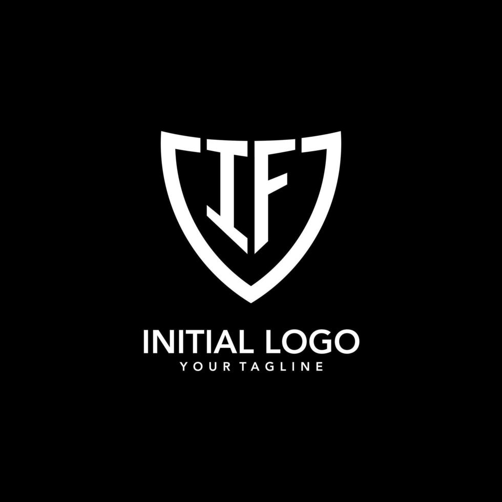 IF monogram initial logo with clean modern shield icon design vector