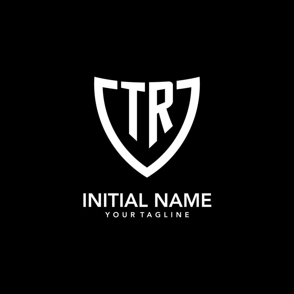 TR monogram initial logo with clean modern shield icon design vector
