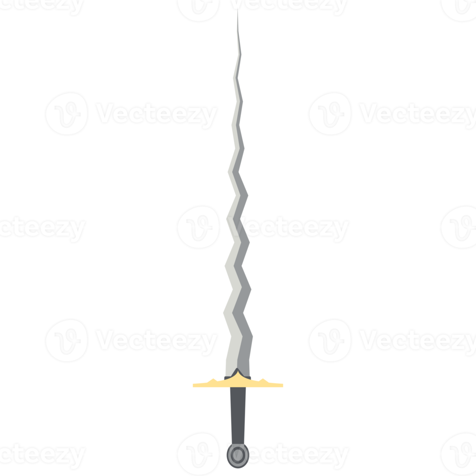 svärd sicksack- lång keris ett räckte två sida skarp svärd riddare vapen png