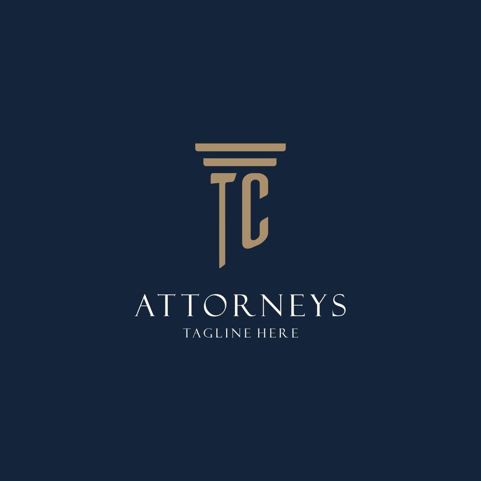 TC initial monogram logo for law office, lawyer, advocate with pillar style vector