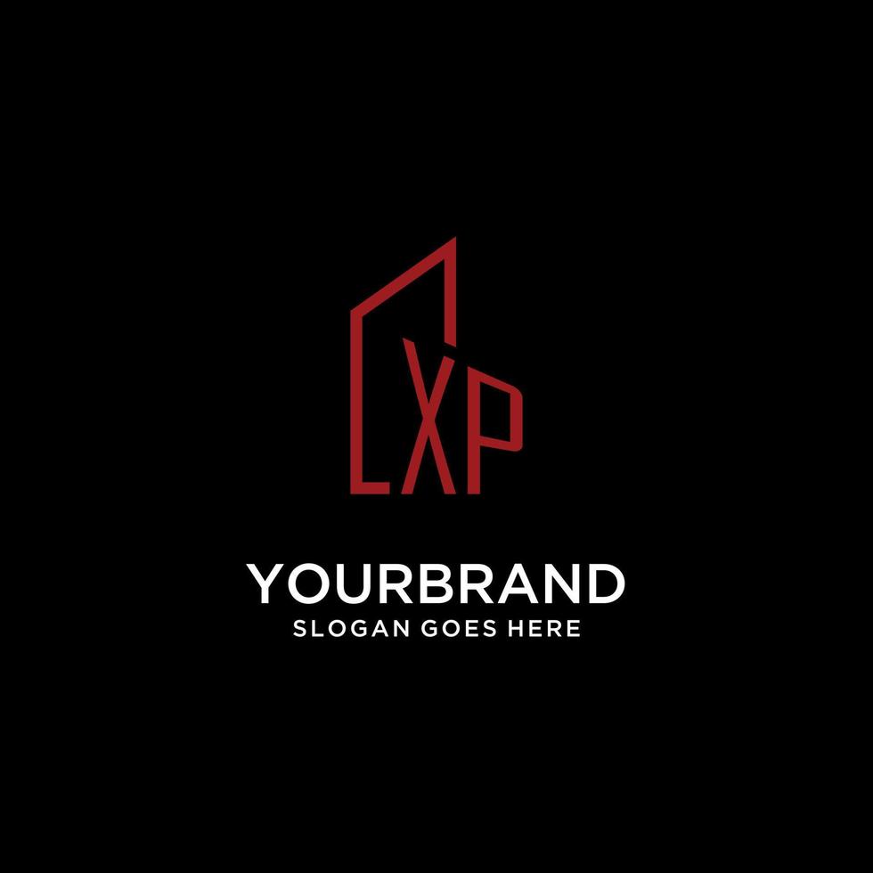 XP initial monogram with building logo design vector