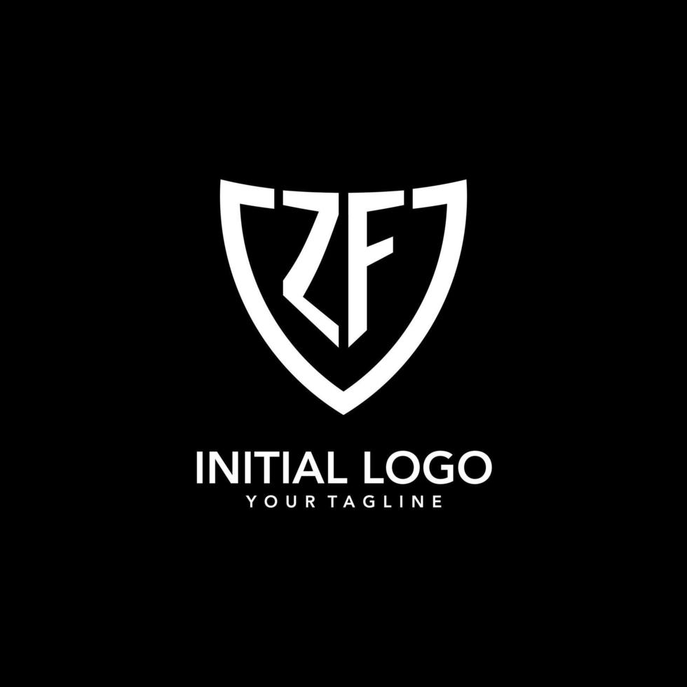 ZF monogram initial logo with clean modern shield icon design vector