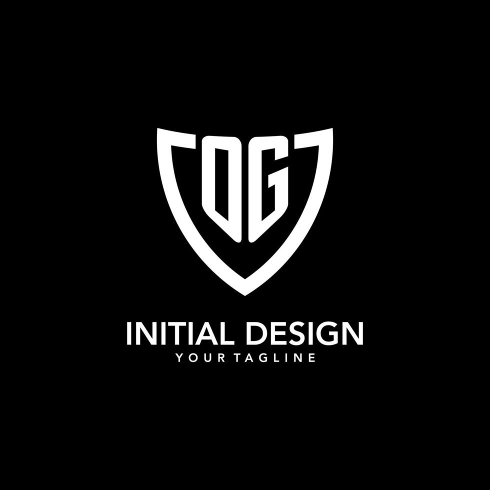 OG monogram initial logo with clean modern shield icon design vector