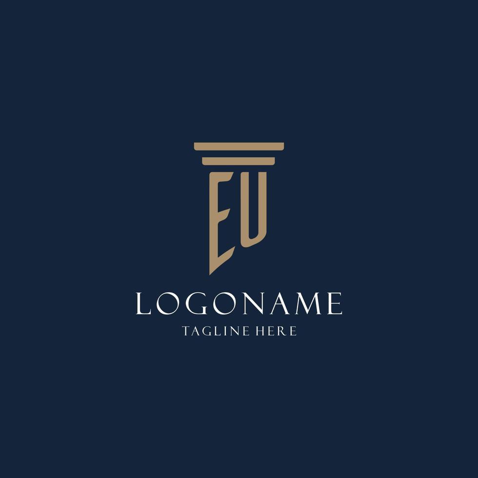 EU initial monogram logo for law office, lawyer, advocate with pillar style vector