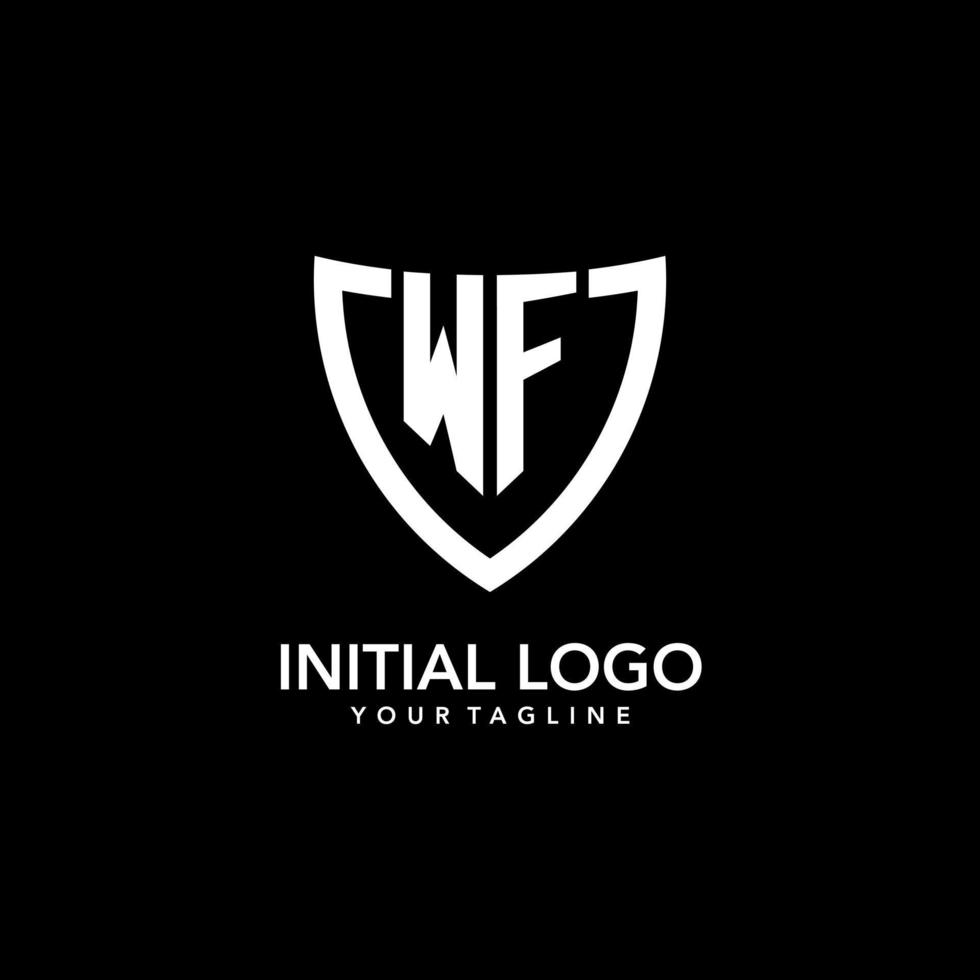 logotipo inicial del monograma wf con un diseño de icono de escudo limpio y moderno vector