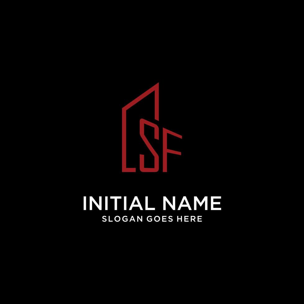 SF initial monogram with building logo design vector