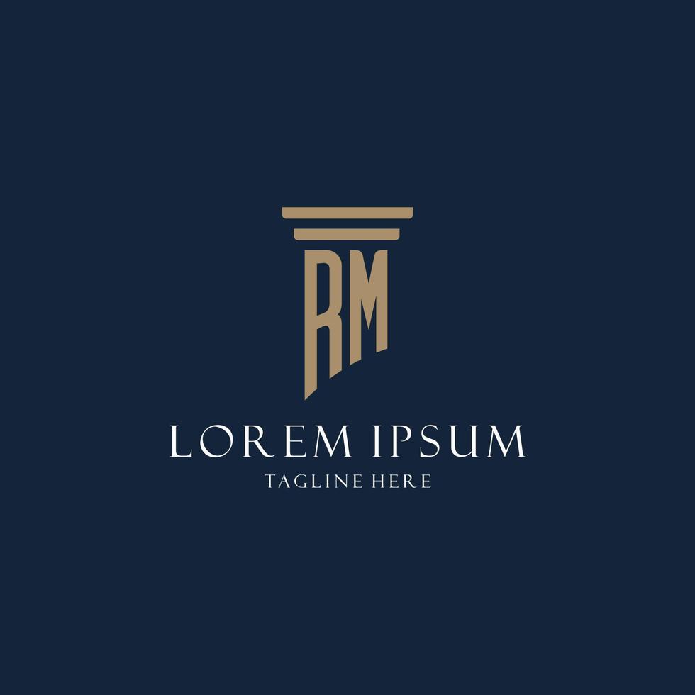 RM initial monogram logo for law office, lawyer, advocate with pillar style vector