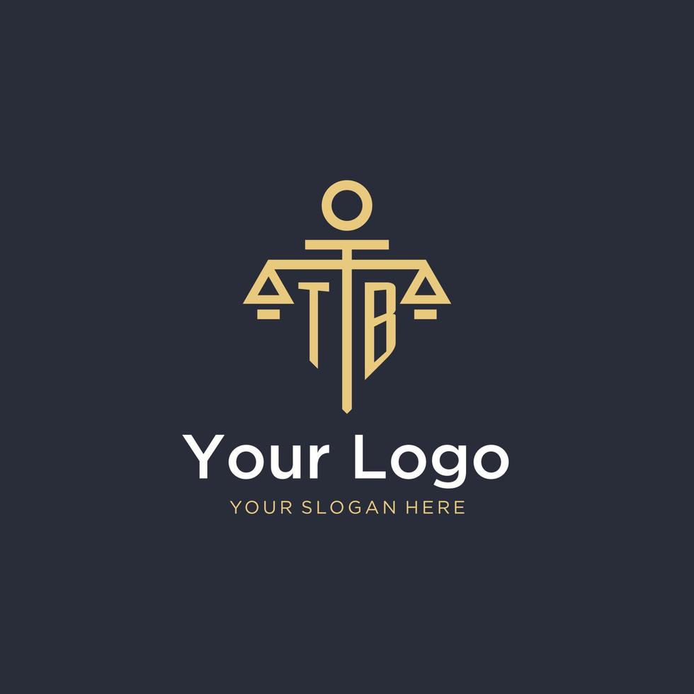 TB initial monogram logo with scale and pillar style design vector