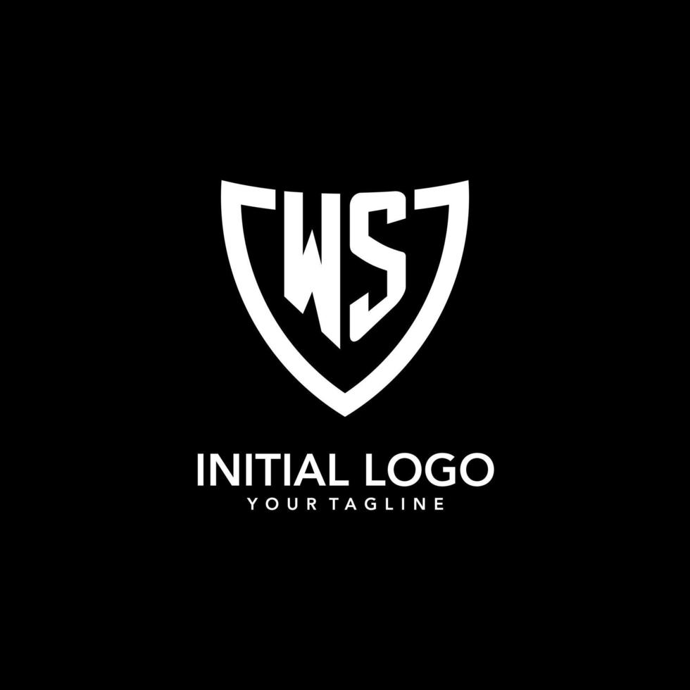 WS monogram initial logo with clean modern shield icon design vector