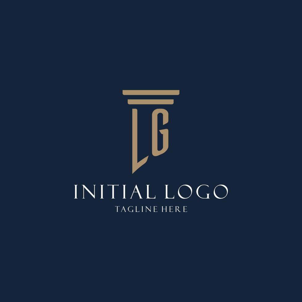 LG initial monogram logo for law office, lawyer, advocate with pillar style vector