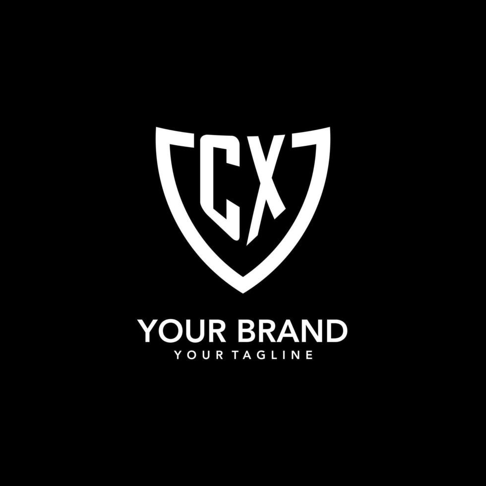 CX monogram initial logo with clean modern shield icon design vector
