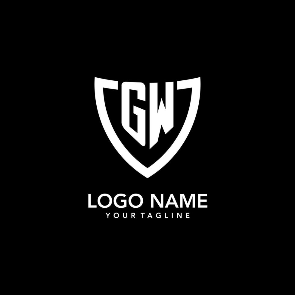 logotipo inicial del monograma gw con un diseño de icono de escudo limpio y moderno vector