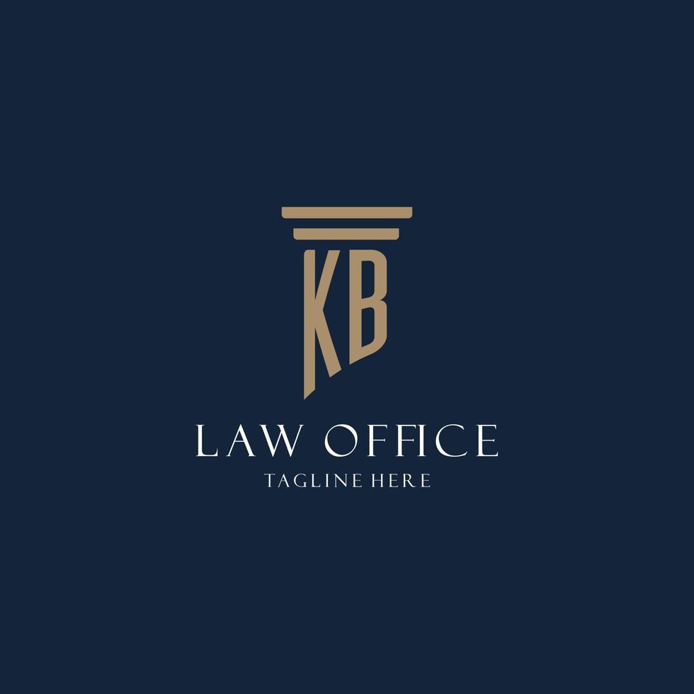 KB initial monogram logo for law office, lawyer, advocate with pillar style vector