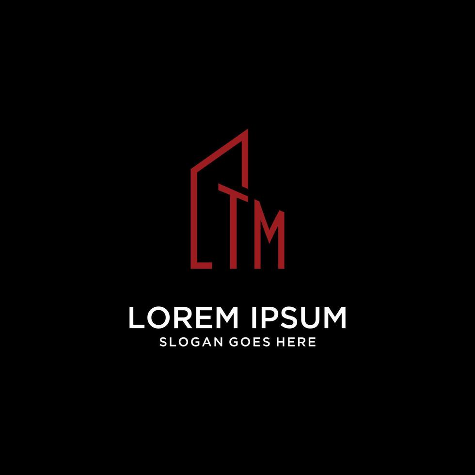 TM initial monogram with building logo design vector