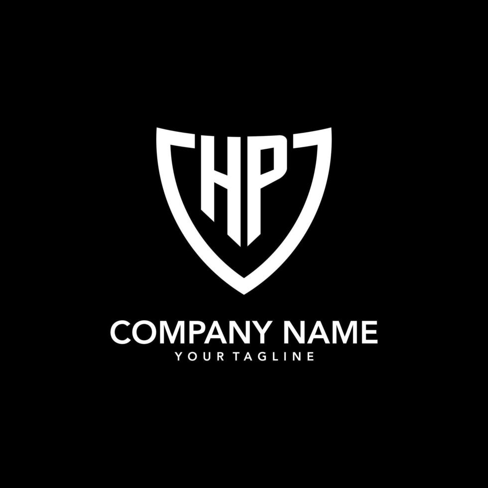 HP monogram initial logo with clean modern shield icon design vector