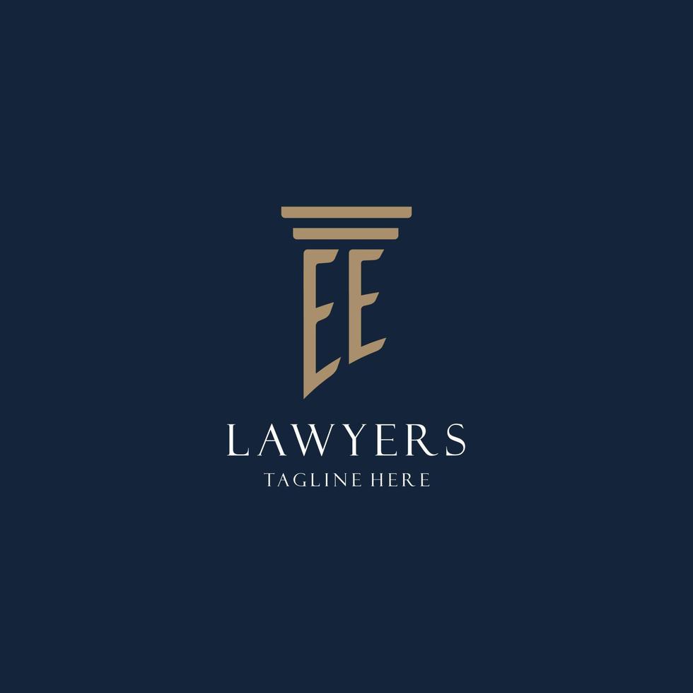 EE initial monogram logo for law office, lawyer, advocate with pillar style vector