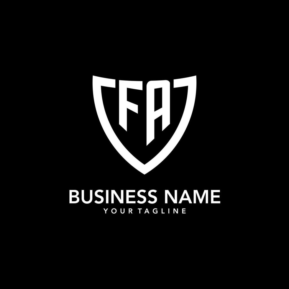 FA monogram initial logo with clean modern shield icon design vector