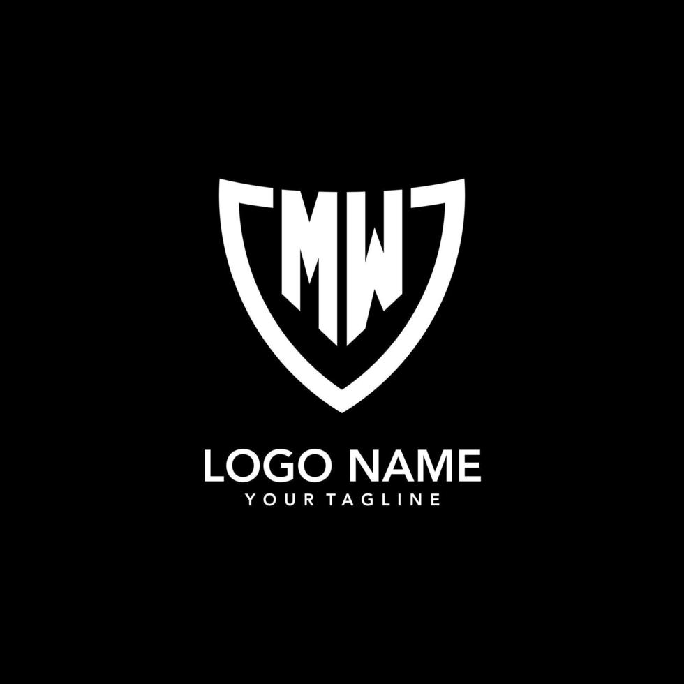 MW monogram initial logo with clean modern shield icon design vector