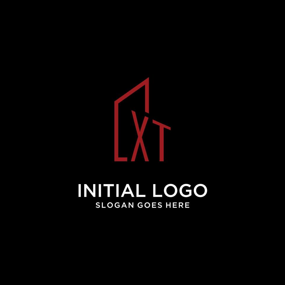 XT initial monogram with building logo design vector