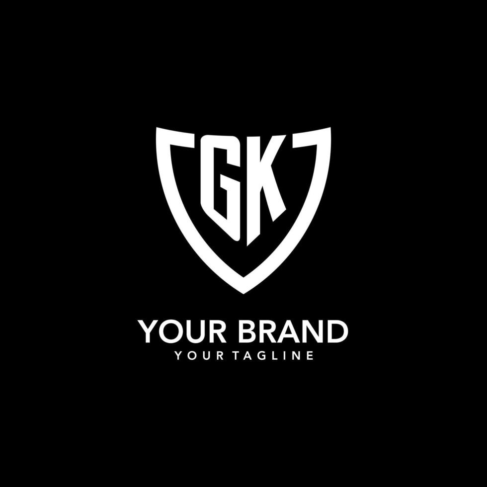 GK monogram initial logo with clean modern shield icon design vector