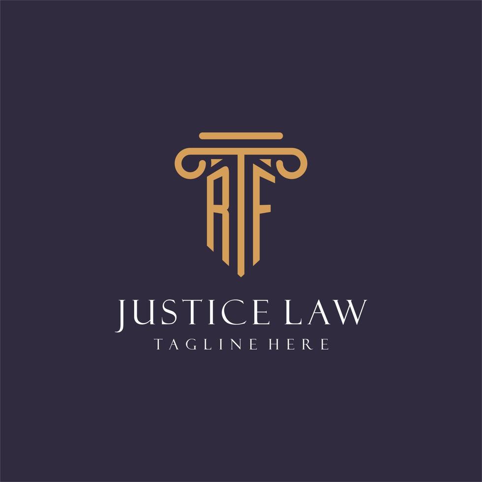 RF monogram initials design for law firm, lawyer, law office with pillar style vector
