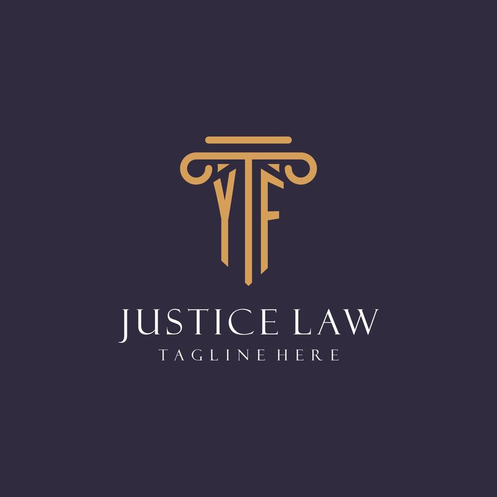 YF monogram initials design for law firm, lawyer, law office with pillar style vector