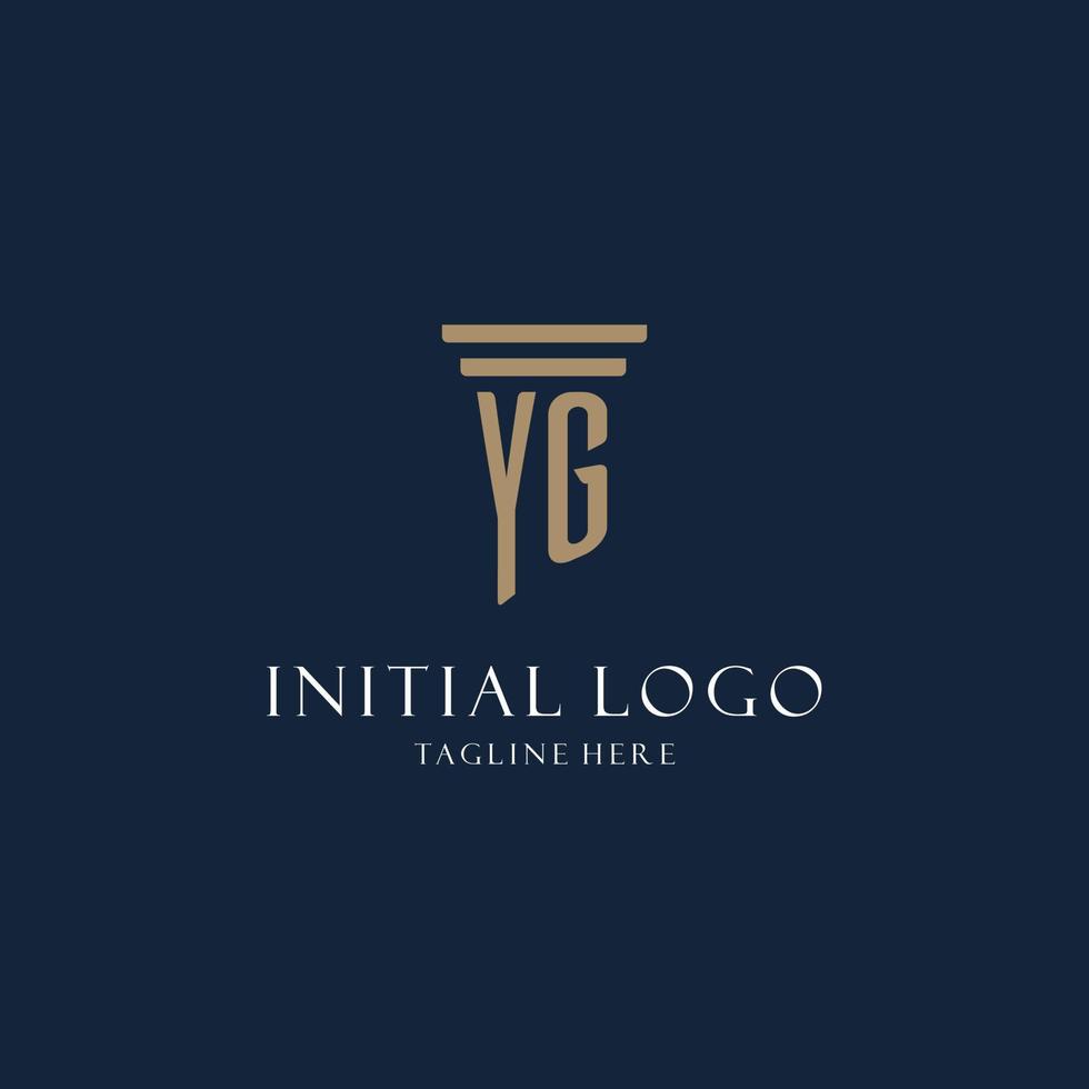 logotipo de monograma inicial yg para bufete de abogados, abogado, defensor con estilo pilar vector