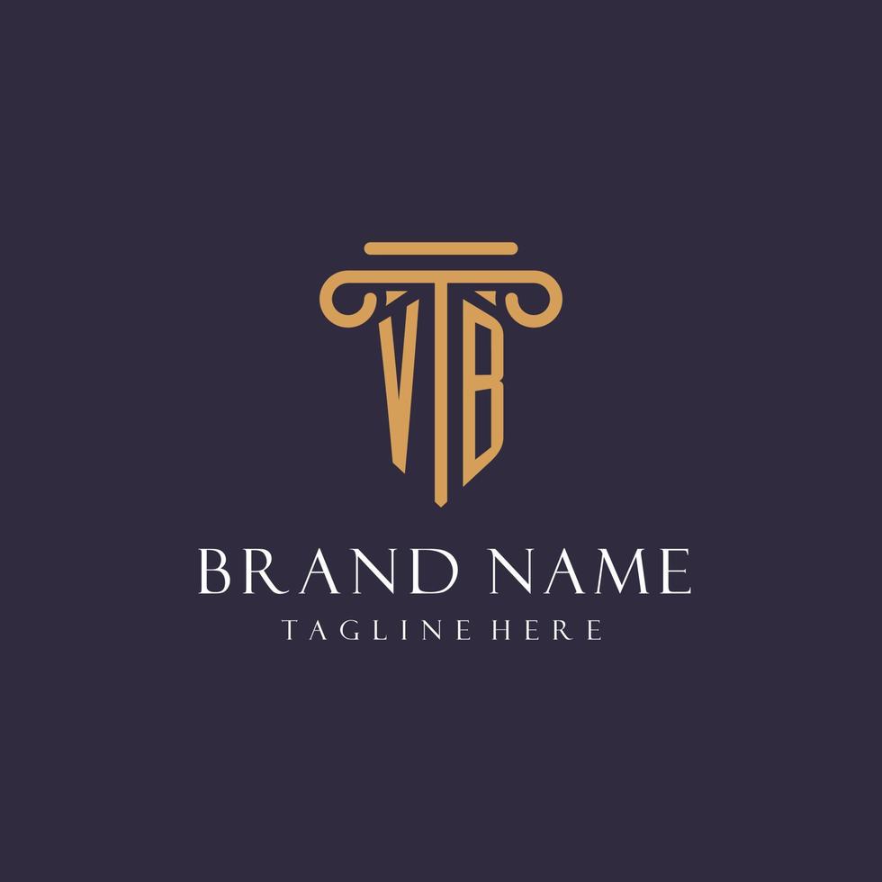VB monogram initials design for law firm, lawyer, law office with pillar style vector