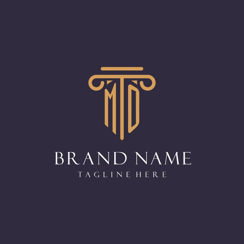MO monogram initials design for law firm, lawyer, law office with pillar style vector