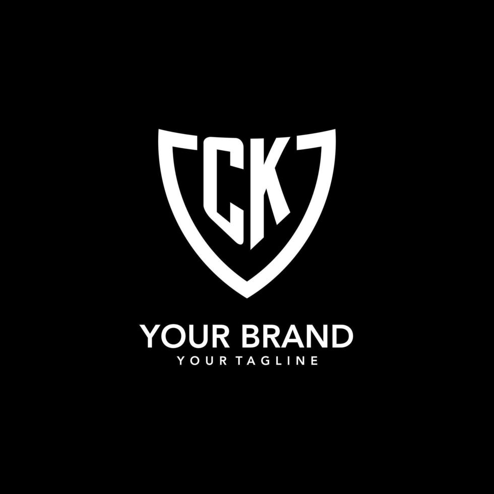 CK monogram initial logo with clean modern shield icon design vector