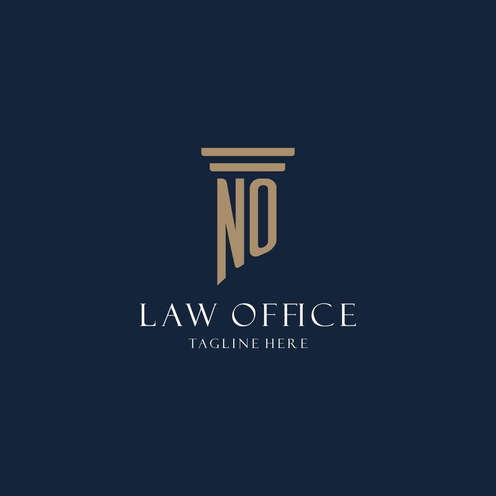 NO initial monogram logo for law office, lawyer, advocate with pillar style vector