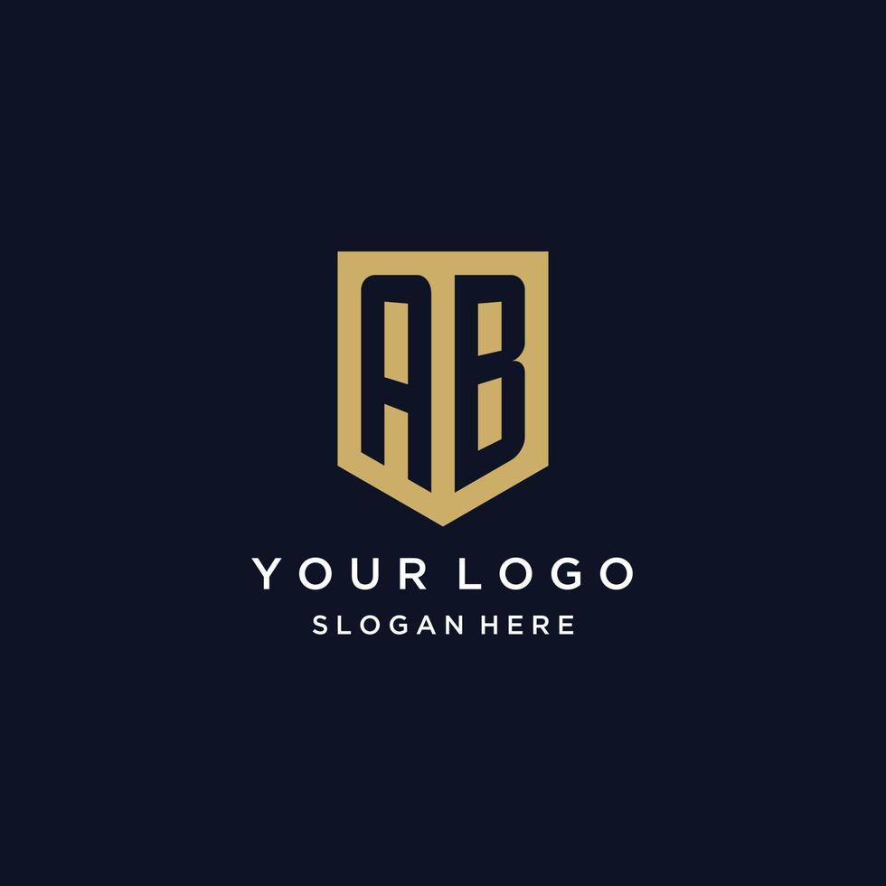 diseño de logotipo de iniciales de monograma ab con icono de escudo vector