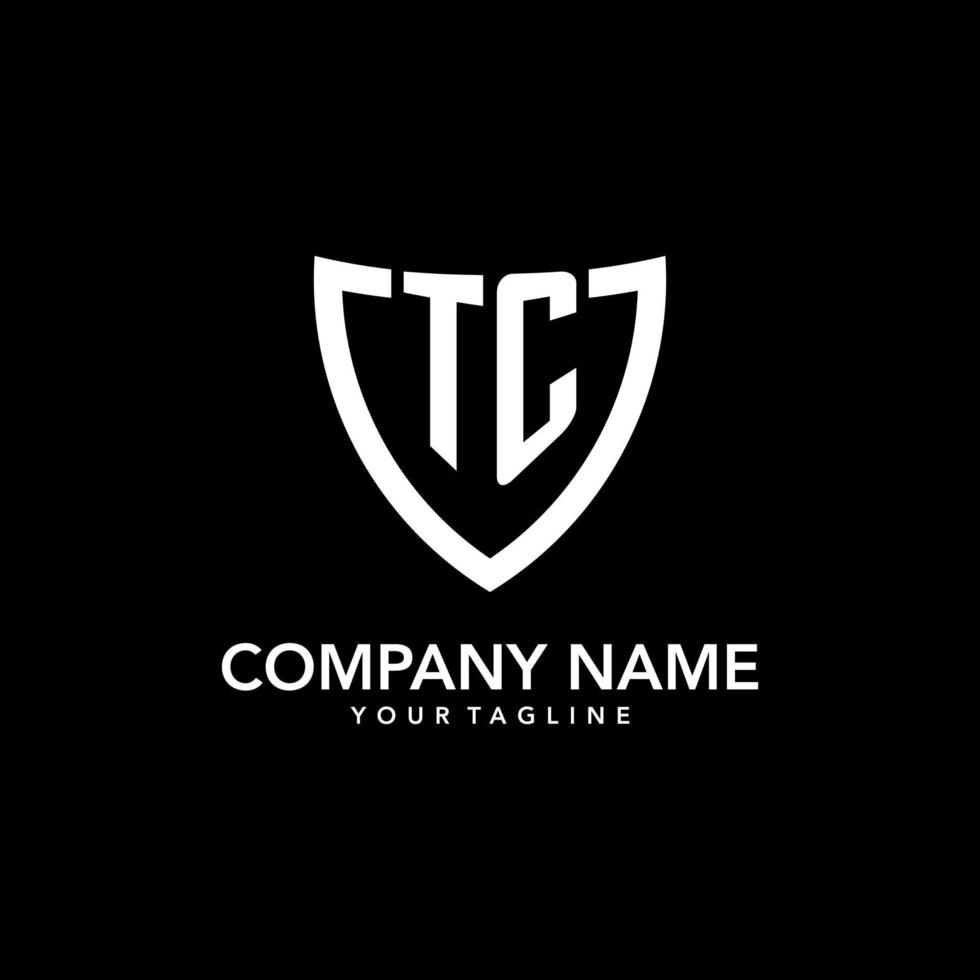 TC monogram initial logo with clean modern shield icon design vector