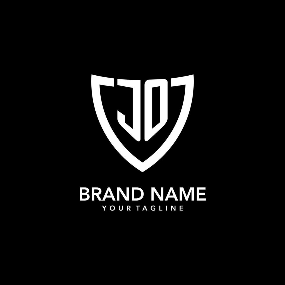 JO monogram initial logo with clean modern shield icon design vector