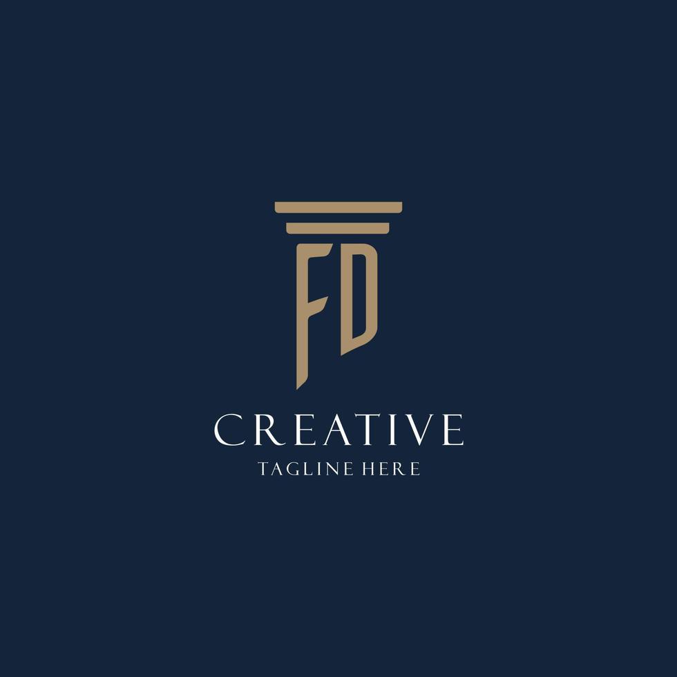 FD initial monogram logo for law office, lawyer, advocate with pillar style vector