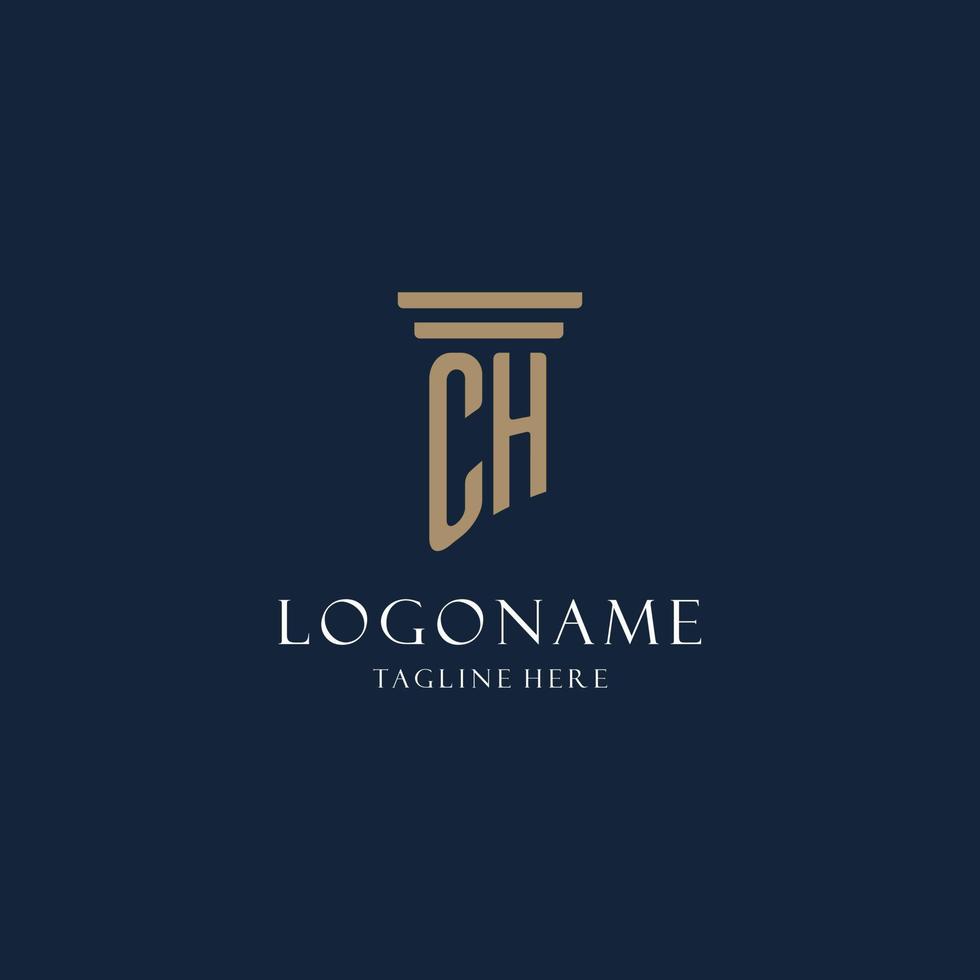 CH initial monogram logo for law office, lawyer, advocate with pillar style vector