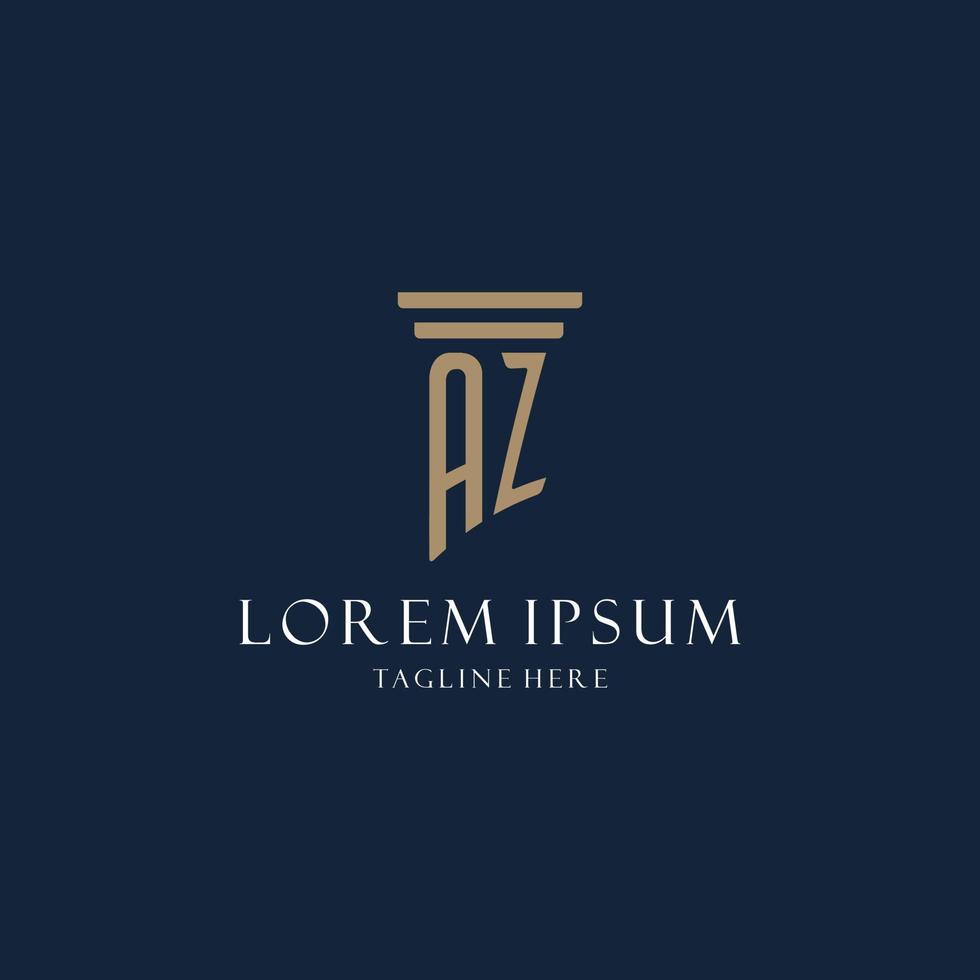 AZ initial monogram logo for law office, lawyer, advocate with pillar style vector