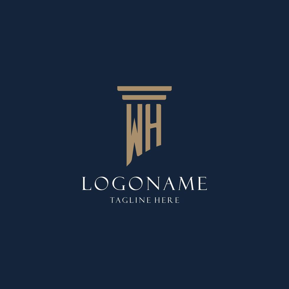 WH initial monogram logo for law office, lawyer, advocate with pillar style vector